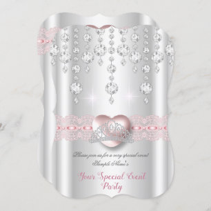  roze zilver Heart Diamond Tiara Elke partij Kaart