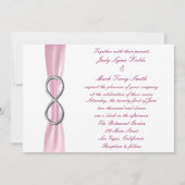 Roze Zilver Infinity bruiloft uitnodiging (Voorkant)
