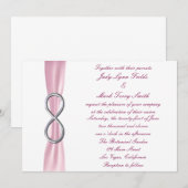 Roze Zilver Infinity bruiloft uitnodiging (Voorkant / Achterkant)