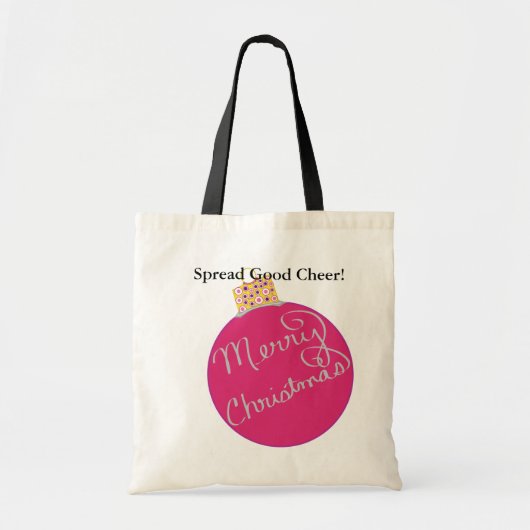 Roze.Zilver kerstsierbal Tote Bag (Voorkant)