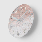 Roze zilver Marble Modern Glamor Persoonlijk Ronde Klok (Hoek)