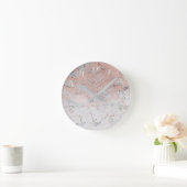Roze zilver Marble Modern Glamor Persoonlijk Ronde Klok (Huis)