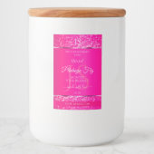 Roze Zilver met Glitter Initialen Productlabels Voedselcontainer Etiket (Voorkant)