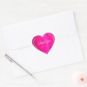 Roze Zilver met Glitter Initialen Schattige Dank U Hart Sticker (Envelop)