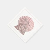 Roze zilver Metallic Seashell Name Beach Weddensch Servet (Hoek)