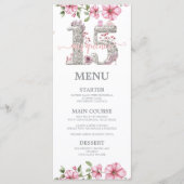Roze Zilver Mis Quince Quinceañera Menu (Voorkant)
