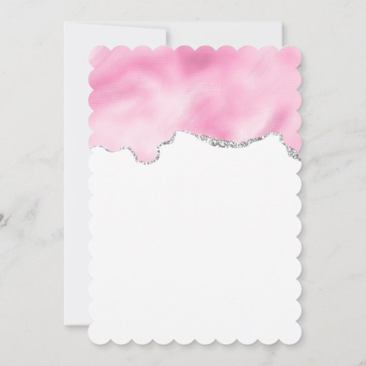 Roze & Zilver Nep Glitter Rand Stijlvolle Trouw Save The Date (Achterkant)