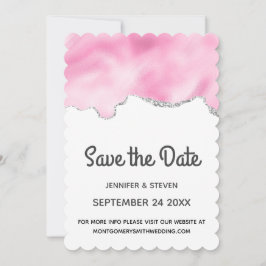 Roze & Zilver Nep Glitter Rand Stijlvolle Trouw Save The Date