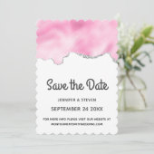 Roze & Zilver Nep Glitter Rand Stijlvolle Trouw Save The Date (Staand voorkant)