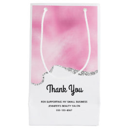 Roze & Zilver Nep Glitter Rand Zakelijk Stijlvol Klein Cadeauzakje