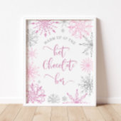 Roze zilver Opwarmen bij de warme chocoladereep Poster