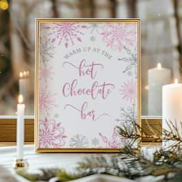 Roze zilver Opwarmen bij de warme chocoladereep Poster