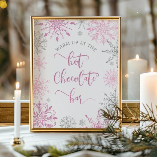 Roze zilver Opwarmen bij de warme chocoladereep Poster