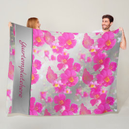 roze, zilver, patroon van de roze, bloemen op het  fleece deken