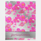 roze, zilver, patroon van de roze, bloemen op het  fleece deken (Voorkant)