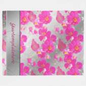 roze, zilver, patroon van de roze, bloemen op het  fleece deken (Voorkant (Horizontaal))