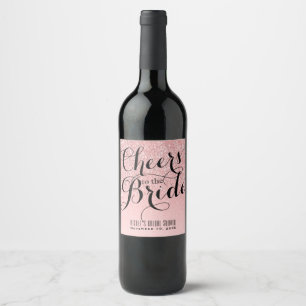 Roze & Zilver PROOST OP DE BRUID Bridal Wijn Etiket