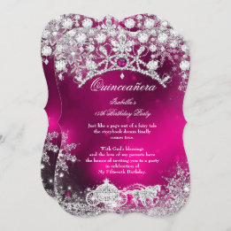 Roze zilver Quinceanera 15e Winter Wonderland Kaart