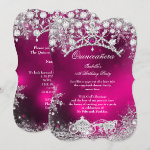 Roze zilver Quinceanera 15e Winterwonderland Kaart