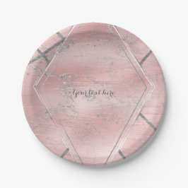 Roze & Zilver Satijn Glamour Satijnen Glans Design Papieren Bordje