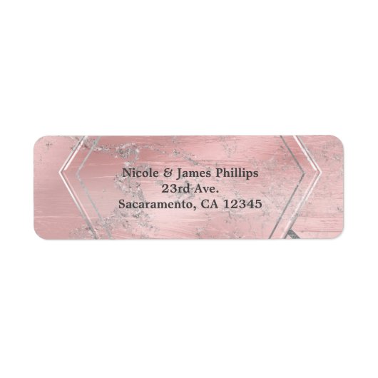 Roze & Zilver Satijn Glans Glam Chic Feest Etiket (Voorkant)