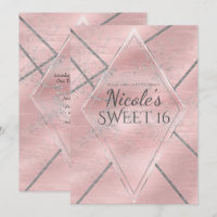 Roze & Zilver Satijn Glitter Glam Sweet 16 Feest