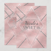 Roze & Zilver Satijn Glitter Glam Sweet 16 Feest