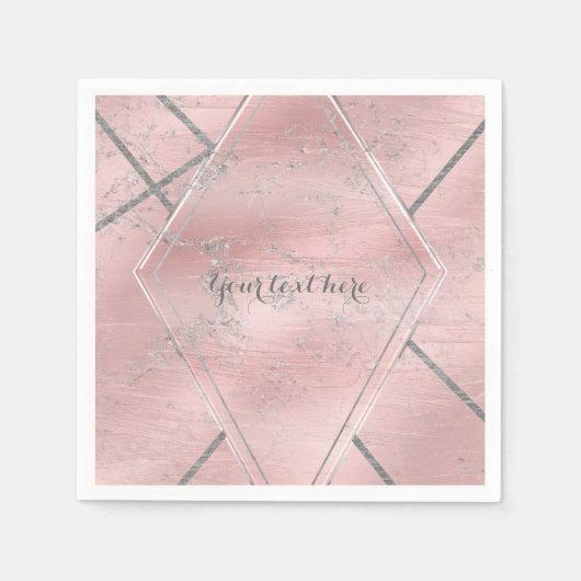 Roze & Zilver Satijnen Glam Designer Feest Servetten (Voorkant)