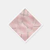 Roze & Zilver Satin Sparkle Glam Designer Party Servetten (Hoek)