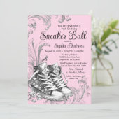 Roze Zilver Sneaker Bal  Kaart (Staand voorkant)