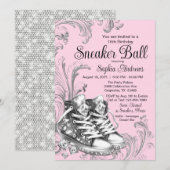 Roze Zilver Sneaker Bal  Kaart (Voorkant / Achterkant)