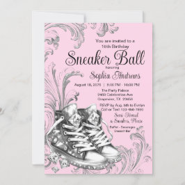 Roze Zilver Sneaker Bal Kaart