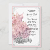 Roze Zilver Sneaker Bal Verjaardagsfeestje  Kaart (Voorkant)