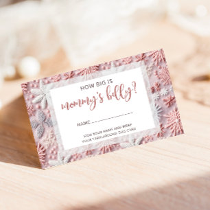 Roze Zilver Sneeuwvlokken Hoe groot is mama's buik Informatiekaartje