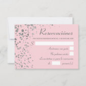 Roze Zilver Spaans Reserveren, Quinceanera RSVP Kaart (Voorkant)