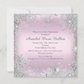 Roze zilver Sparkle Dress & Tiara Quinceanera Kaart (Achterkant)