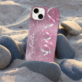 Roze zilver Sparkle Ribbon Glam Case-Mate iPhone Case