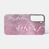 Roze zilver Sparkle Ribbon Glam Samsung Galaxy Hoesje (Achterkant horizontaal)