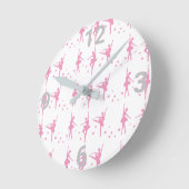 Roze zilver White Ballerina Ballet Thema Ronde Klok (Hoek)