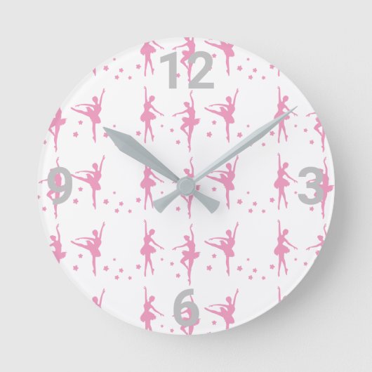 Roze zilver White Ballerina Ballet Thema Ronde Klok (Voorkant)