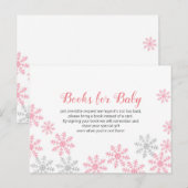 Roze zilver Winter Snowflake Books voor baby Uitnodiging Briefkaart (Voorkant / Achterkant)