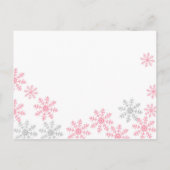 Roze zilver Winter Snowflake Books voor baby Uitnodiging Briefkaart (Achterkant)