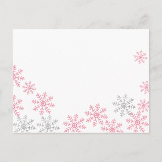 Roze zilver Winter Snowflake Books voor baby Uitnodiging Briefkaart (Achterkant)