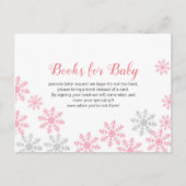 Roze zilver Winter Snowflake Books voor baby Uitnodiging Briefkaart (Voorkant)