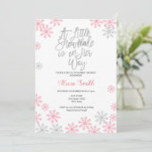 Roze Zilver Winter Wonderland Meisje Baby shower Kaart (Staand voorkant)