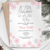 Roze Zilver Winter Wonderland Meisje Baby shower Kaart