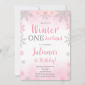 Roze Zilver Winter Wonderland Uitnodiging (Voorkant)