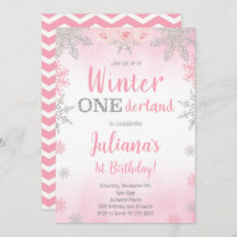 Roze Zilver Winter Wonderland Uitnodiging