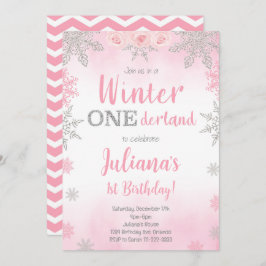 Roze Zilver Winter Wonderland Uitnodiging