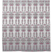 Roze Zilver Wit Bloemen Douchegordijn (Voorkant)